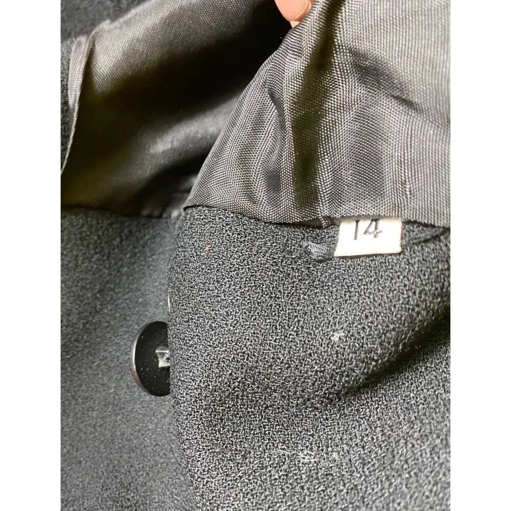 BERT NEWMAN SUITIME Vintage Black Wool Blazer Red Accent Lapel Size 14‎ Eighties